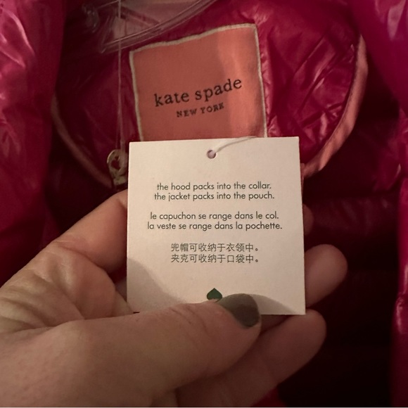 kate spade ♠️- Packable Down Jacket with Retractable Hood, “Hot Pink” , XL - Picture 7 of 16